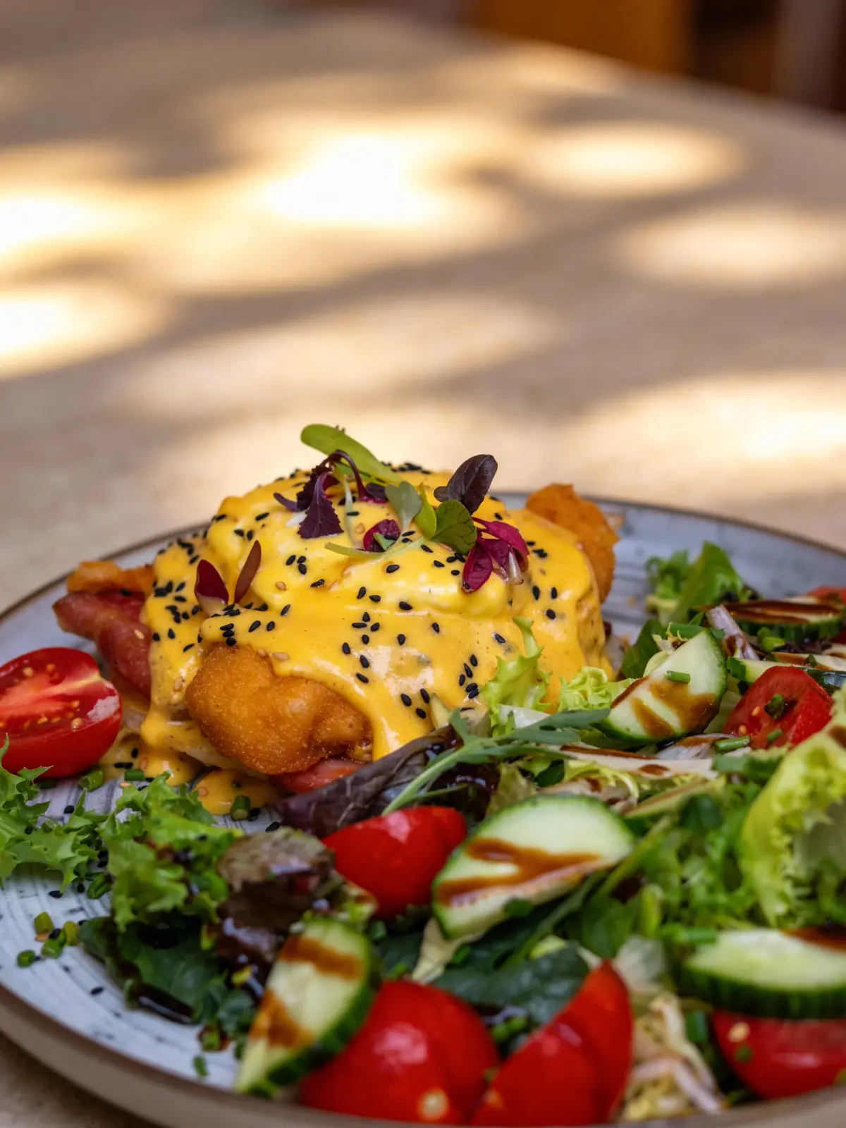 Huevos Benedictinos mini con ensalada completa en Barcelona Imperio Brunch mejor plato de brunch