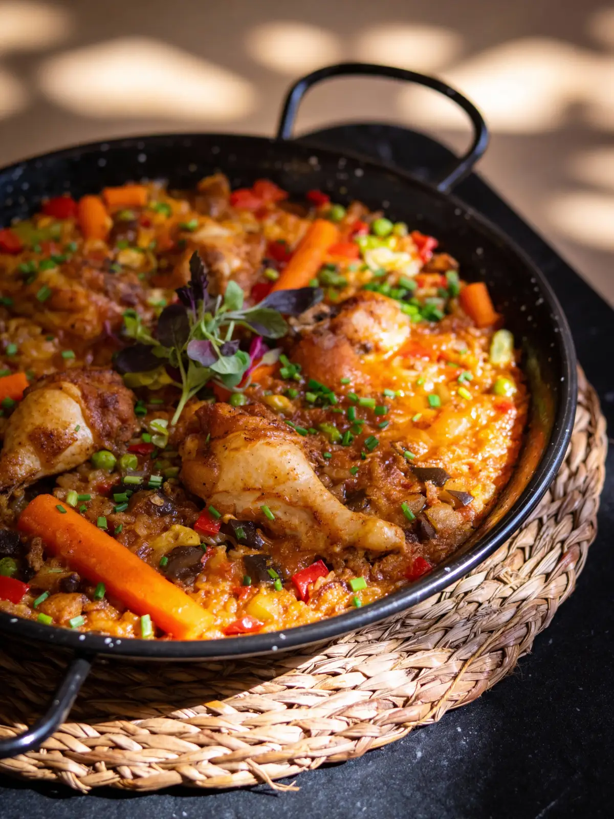 paella de pollo y verduras en Barcelona