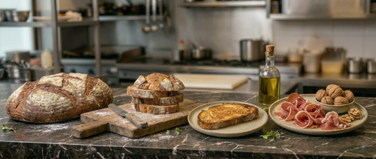 Las mejores tostadas torradas de Barcelona pan de pagès o de payés - tostada de pan- AOVE y jamón y nueces para una comida saludable
The best toasted bread in Barcelona: rustic bread - toasted bread - extra virgin olive oil, ham, and walnuts for a healthy meal
Les millors torrades torrades de Barcelona pa de pagès o de pagès - torrada de pa- AOVE i pernil i nous per a un menjar saludable